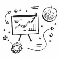 Blackboard with Market Analysis and Clock concept as A blackboard featuring market analysis and a clock set against a whimsical background offering ample space for text or graphics Cleans vector