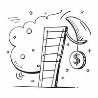 Blackboard with Ladder and Dollar Sign concept as A blackboard with a ladder and a dollar sign set against a dreamy background offering ample space for text or graphics symbolizing Cleans vector