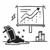 Blackboard with Iron Ore and Downward Graph concept as A blackboard with iron ore and a downward graph set against a dreamy background offering ample space for text or graphics sym Cleans vector