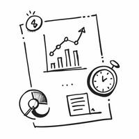 Blackboard with Bar Chart and Stopwatch concept as A blackboard featuring a bar chart and a stopwatch set against a whimsical background offering ample space for text or graphics s Cleans vector