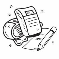Backpack and Pencil concept as An icon of a backpack and a pencil set against a Cleans background offering ample space for text or graphics symbolizing the preparation and readiness Cleans vector