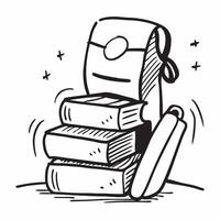 Backpack and Books concept as An icon of a backpack and a stack of books set against a Cleans background offering ample space for text or graphics symbolizing the readiness and prep Cleans vector