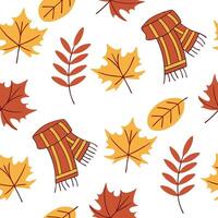 Autumn warmth seamless tile pattern with cozy blankets and golden maple leaves for inviting home decor concept as Cozy blankets and golden maple leaves arranged seamlessly to creat Cleans Set 18 vector