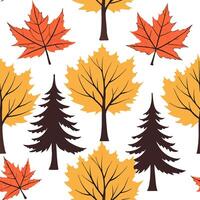Autumn trees seamless tile pattern with vibrant maple and oak leaves for warm home decor concept as Vibrant maple and oak leaves arranged seamlessly to create warm and inviting aut Cleans Set 8 vector