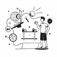 Art Student with Canvas and Paints in Magical Art Room concept as Mid shot of an art student painting on a canvas in a magical art room The scene includes glowing brushes and whim Cleans vector