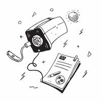 Analog Phone with Obsolete Certificate and Rotary Dial concept as An analog phone with an obsolete certificate and rotary dial set against a whimsical background offering ample spa Cleans vector