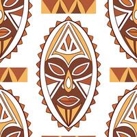 African tribal patterns and masks seamless tile pattern with earthy color palette concept as Earthy color palette highlights African tribal patterns and masks in seamless tile patt Cleans vector