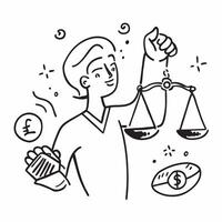 Advocate with Balance Scales and Heart concept as An image of an advocate with balance scales and a heart symbol set against a whimsical background offering ample space for text or Cleans vector