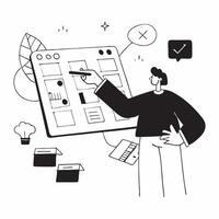 Accountant with Financial Software and Digital Ledger in Futuristic Office concept as Long shot of an accountant using financial software and a digital ledger in a futuristic offic Cleans vector