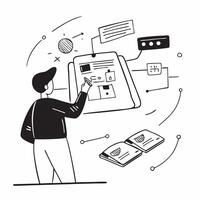 Accountant with Financial Software and Digital Ledger in Futuristic Office concept as Long shot of an accountant using financial software and a digital ledger in a futuristic offic Cleans Set 2 vector