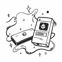 8 Track Tape with Obsolete Certificate and Player concept as An 8 track tape with an obsolete certificate and player set against a whimsical background offering ample space for tex Cleans Set 2 vector