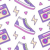80s neon seamless pattern with glowing elements and vibrant contrasts for modern designs concept as Glowing 80s neon pattern with vibrant contrasts ideal for modern and eye catchin Cleans vector