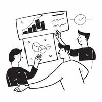2D as Stock trader using AI for predictive stock trading concept as A illustration of a stock trader using AI technology on a computer for predictive stock trading hi Cleans Set 2 vector