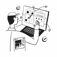 2D as Stock trader using AI for predictive stock trading concept as A illustration of a stock trader using AI technology on a computer for predictive stock trading hi Cleans vector