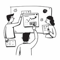 2D as Stock market analyst presenting financial forecasts concept as A illustration of a stock market analyst presenting financial forecasts to colleagues using chart Cleans vector
