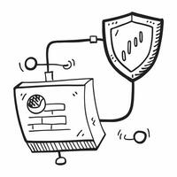 2D as Network firewall icon with a shield and network cable concept as illustration of a network firewall icon with a shield and network cable emphasizing the role of Cleans vector