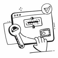 2D as Password protection icon with a key concept as illustration of a password protection icon with a key highlighting the importance of strong passwords in maintain Cleans vector