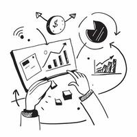 2D as Investment banker analyzing mergers and acquisitions concept as A illustration of an investment banker analyzing mergers and acquisitions with financial charts Cleans vector