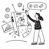 2D as Financial planner using machine learning for financial forecasting concept as A illustration of a financial planner using machine learning technology for financ Cleans vector