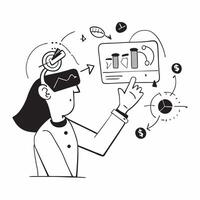 2D as Financial consultant using virtual reality for financial planning concept as A illustration of a financial consultant using virtual reality technology for finan Cleans vector