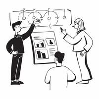 2D as Financial consultant advising clients on investment strategies concept as A illustration of a financial consultant in a modern office advising clients on invest Cleans Set 2 vector