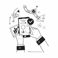 2D as Financial advisor using mobile app for financial planning concept as A illustration of a financial advisor using a mobile app for financial planning showcasing Cleans vector