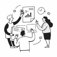 2D as Financial advisor reviewing retirement plans concept as A illustration of a financial advisor reviewing retirement plans with clients using documents and charts Cleans vector