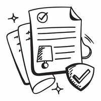 2D as Cybersecurity policy icon with a document and shield concept as illustration of a cybersecurity policy icon with a document and shield highlighting the role of Cleans vector