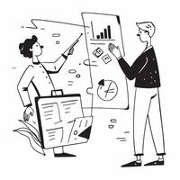 2D as Financial advisor developing personalized investment plans concept as A illustration of a financial advisor developing personalized investment plans for clients Cleans vector