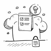 2D as Cloud security icon with a lock concept as illustration of a cloud security icon with a lock emphasizing the importance of protecting cloud stored data in cyber Cleans vector