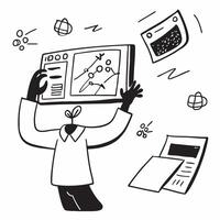 2D minimalize as Stock trader using AI for predictive stock trading concept as A illustration of a stock trader using AI technology on a computer for predictive stock Cleans vector