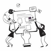 2D minimalize as Team collaborating in a modern office space concept as A illustration of a team collaborating in a modern office space using digital tools and techno Cleans vector