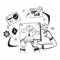 2D minimalize as Remote team collaborating on a software development project concept as A illustration of a remote team collaborating on a software development projec Cleans Set 2 vector