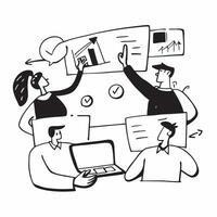 2D minimalize as Sales team collaborating in a virtual meeting concept as A illustration of a sales team collaborating in a virtual meeting using conferencing a Cleans Set 2 vector