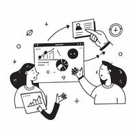 2D minimalize as Remote team collaborating on a software development project concept as A illustration of a remote team collaborating on a software development projec Cleans vector