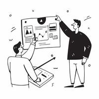 2D minimalize as Stock market analyst using big data for analysis concept as A illustration of a stock market analyst using big data on a computer for stock market an Cleans vector