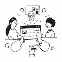 2D minimalize as Sales team collaborating in a virtual meeting concept as A illustration of a sales team collaborating in a virtual meeting using conferencing a Cleans vector