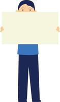 Person Holding Banner with Flat Design vector