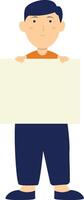 Person Holding Banner with Flat Design. vector