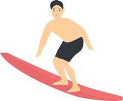 Surfing Person Character with Flat Design vector