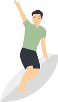 Surfing Person Character Isolated on White Background. vector