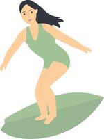 Surfing Person Character with Cartoon Design vector