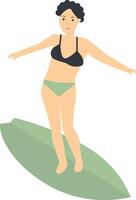 Surfing Person Character in Cartoon Design. vector