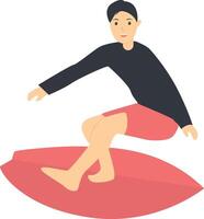 Surfing Person Character with Flat Design. vector