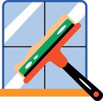 Cleaning window with wiper, flat style icon vector