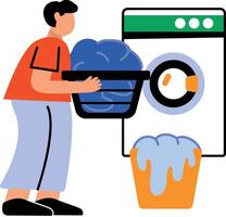 A character doing laundry, flat style icon vector