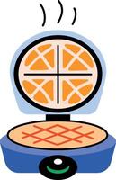 Waffle maker machine icon in flat style vector