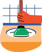 Unclogging icon in flat style vector