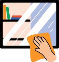 Wiping window with hand, flat style icon vector