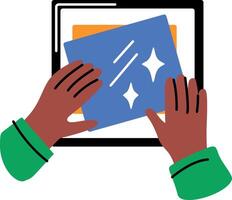 Dusting with hands, flat style icon vector